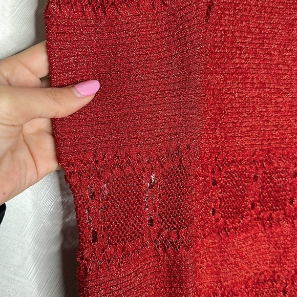 🆕 INTERMIX Ronny Kobo Red Puff Sleeve Sweater SIZE SMALL - Picture 5 of 8